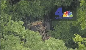  ?? Associated Press ?? In this photo taken from video provided by NBC New York, a light medium tactical vehicle sits overturned near the Camp Natural Bridge summer military training camp off Route 293, Thursday, in Cornwall, N.Y.