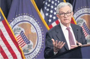  ?? AFP ?? Federal Reserve Board chairman Jerome Powell speaks during a news conference on Feb 1 in Washington, DC.