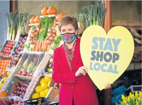  ??  ?? FIRST STEP: First Minister Nicola Sturgeon believes Scotland is still on course to fully lift its lockdown this summer.