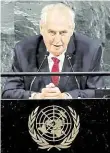  ?? Foto: AP ?? Český prezident Miloš Zeman při projevu v OSN.