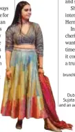  ??  ?? Doh Tak Keh designed a lehenga for a client using old sari fabrics, dupattas and other unused fabrics