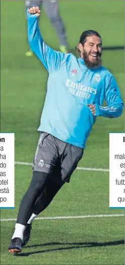  ??  ?? Sergio Ramos, durante uno de los entrenamie­ntos en Málaga.