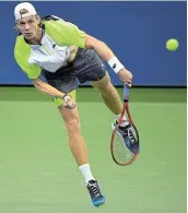  ?? Picture: ROBERT DEUTSCH/USA TODAY SPORTS ?? CANADIAN MILESTONE: Canada’s Denis Shapovalov serves against Belgium’s David Goffin at the USTA Billie Jean King National Tennis Centre in New York.