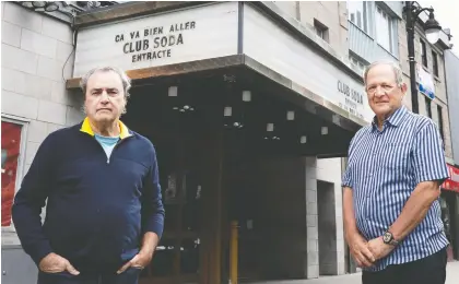  ?? ALLEN MCINNIS ?? Club Soda owners Michel Sabourin, left, and Rubin Fogel say it will be some time before the concert scene returns to even near-normal.
