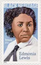  ?? U.S. Postal Service ?? Stamps depicting Edmonia Lewis, a sculptor from Rensselaer County, are now in circulatio­n.