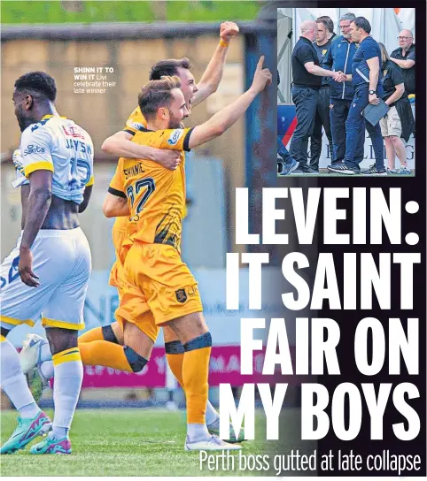  ?? ?? SHINN IT TO WIN IT Livi celebrate their late winner