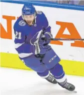  ?? ELSA/GETTY IMAGES ?? The Lightning’s Brayden Point celebrates after scoring the game-winning goal in overtime to eliminate the Blue Jackets on Wednesday.