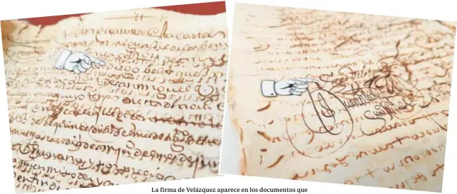  ?? ?? La firma de Velázquez aparece en los documentos que expone el Archivo Histórico Provincial de Sevilla // ABC