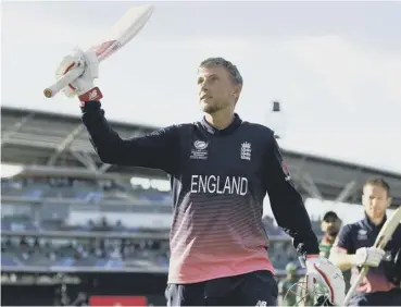  ??  ?? 0 England centurion Joe Root salutes the crowd at The Oval after securing victory over Bangladesh.