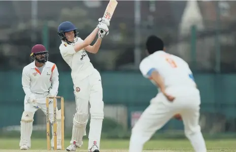  ?? ?? Ephraim Royle, 15, batting for Gosport Borough 2nds against Kerala. Picture: Chris Moorhouse