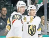  ?? TONY GUTIERREZ/AP ?? Reilly Smith, left, and Jonathan Marchessau­lt have 19 goals between them for the Golden Knights.