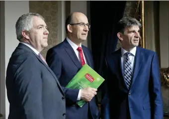  ??  ?? Pictured at the launch of the Dairygold 2016 annual results were James Lynch, Chairman, Jim Woulfe, Chief Executive Officer and Michael Harte, Chief Financial Officer.
