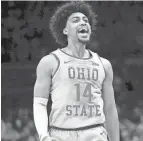  ?? JOSEPH SCHELLER/COLUMBUS DISPATCH ?? Captain Justice Sueing led Ohio State with 16 points in a 73-62 senior day win over Maryland.