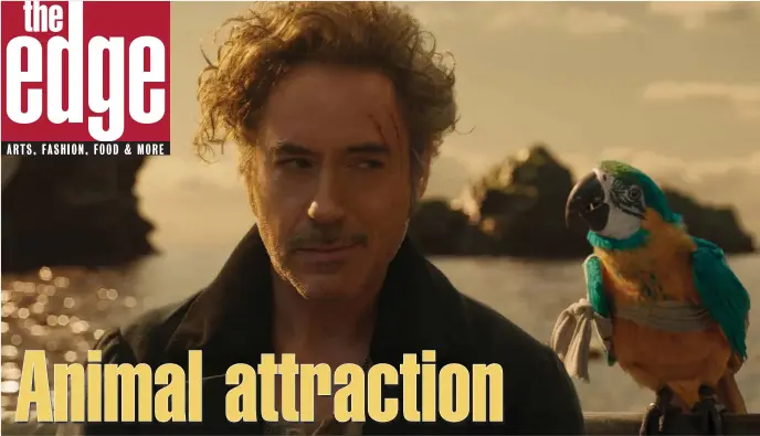  ??  ?? SQUAWK: Dr. John Dolittle (Robert Downey Jr.) listens to the sage advice of his parrot Polynesia (Emma Thompson) in ‘Dolittle,’