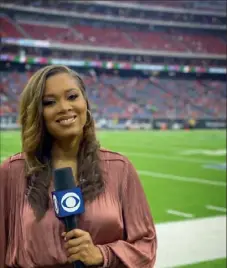  ?? A.J. Ross ?? A.J. Ross, a CBS Sports and NFL reporter who grew up in Pittsburgh, works the sidelines at NRG Stadium in Houston, Texas.