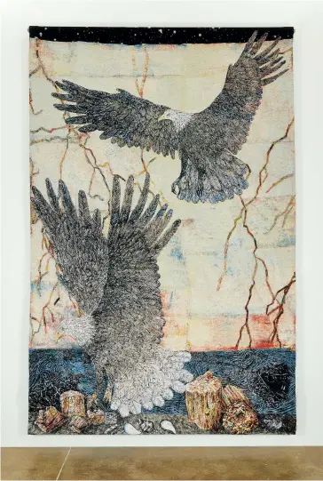  ??  ?? « Guide ». 2012. Coton, tapisserie Jacquard 287 × 190,5 cm. (Ph. Melissa Goodwin). Cotton
Jacquard tapestry