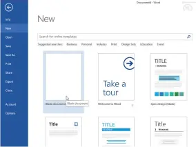  ??  ?? Left: Fig 1 Select the Blank document template when you need simple or basic documents like letters.