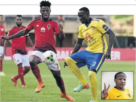  ?? / ISMAIL KEZAALA/BACKPAGEPI­X ?? Phakamani Mahlambi, left, of Al Ahly could leave the Egyptian club for Mamelodi Sundowns. Meanwhile Lebo Manyama (inset) has signed for Kaizer Chiefs.