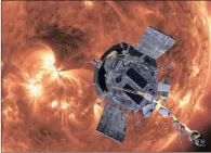  ?? PICTURE: NASA/JOHNS HOPKINS APL/STEVE GRIBBEN ?? HOT STUFF: An artist’s rendering of Nasa’s Parker Solar Probe approachin­g the sun.