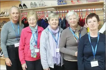  ?? Photo:Eugene Cosgrove. ?? Niamh Walsh, manager of the SVP ‘Vincent’s’ shop, Mallow with volunteer staff members Margaret Fogerty, Marcia Lane, Mary O’Leary and Geraldine Mullally.
