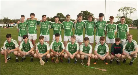  ??  ?? The Naomh Eanna squad prior to their semi-final victory on home soil last week. They will meet St. Martin’s in the decider tomorrow (Wednesday).