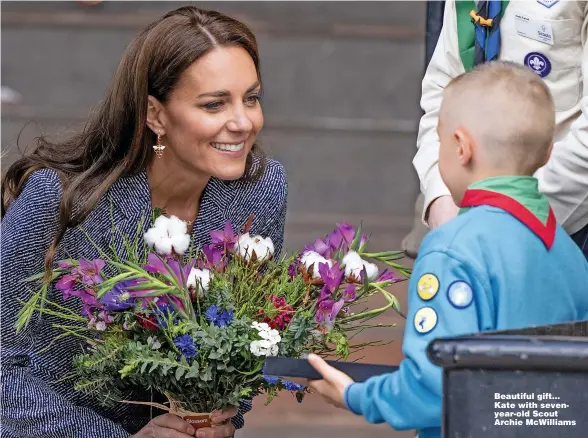  ?? Pictures: GETTY & PA ?? Beautiful gift... Kate with sevenyear-old Scout Archie McWilliams