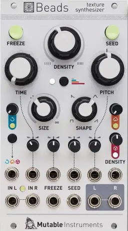  ??  ?? INTUITIVE DESIGN: Controls are sized proportion­ately to their use, with the biggest ones controllin­g the most used attributes
SAMPLE RATE BUTTON: Both colour coded to match tone, from cool to warm, and denotes the lengthenin­g of buffers
COMPACT AND NEAT: Beads may well be smaller than Clouds but feels clutter free and it’s easy to access everything