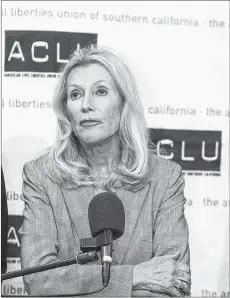  ?? AP PHOTO ?? In this Aug. 20, 2003, photo, Ramona Rispton, executive director for the American Civil Liberties Union, ACLU, expresses her disappoint­ment on the ruling of the lawsuit against the California recall vote during a news conference at the ACLU’s offices in Los Angeles. Ripston, a longtime activist who built up the ACLU of Southern California into a major organizati­on, has died. She was 91. David Colker, a spokesman for the chapter, says Ripston died Saturday, at her home after several years of illness.