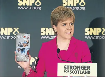  ?? Picture: PA. ?? First Minister Nicola Sturgeon during her address to party colleagues in Stirling yesterday.