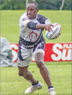  ??  ?? LAR Barbarians forward Pio Tuwai during the Super Sevens Series at Sigatoka’s Lawaqa Park on January 22, 2021. Photo: Leon Lord