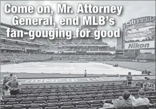  ?? USA TODAY Sports ?? COMMON SENSE POSTPONED: Fans linger at Citi Field on Monday after the Mets’ game with the Cardinals was postponed — though not before $22 non-refundable parking fees were collected from already inconvenie­nced fans.