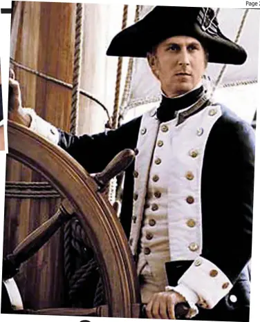  ?? ?? At the helm: Matt Young as Captain James Cook in a TV documentar­y and, top left, with an islander