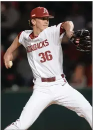  ?? (NWA Democrat-Gazette/Andy Shupe) ?? Sophomore Peyton Pallette will be Arkansas’ starter in Friday’s second game of the three-game series against South Carolina, according to Razorbacks Coach Dave Van Horn. The starter for the third game has not been determined.