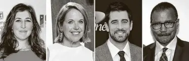  ?? Associated Press ?? Future guests hosts on “Jeopardy!” will include, from left, actress Mayim Bialik, former “Today” show Katie Couric, NFL quarterbac­k Aaron Rodgers and “60 Minutes” correspond­ent Bill Whitaker.