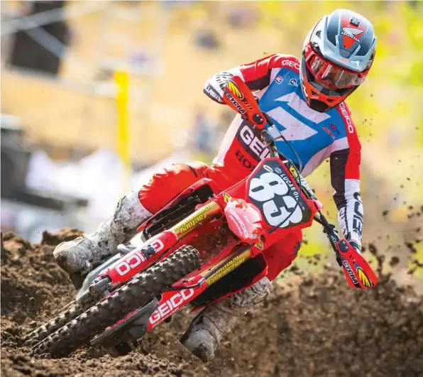  ??  ?? Jett Lawrence a terminé son premier championna­t 250 MX au pied du podium (4e).