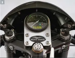  ??  ?? 3. Le « compte-tours/compteur » est signé Motogadget, une valeur sûre. 4. Les cornets de carburateu­rs ont été réalisés par JV Moto.