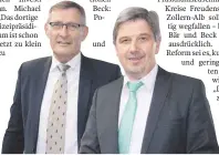  ?? FOTO: IW ?? Sehen Chancen für einen Verbleib des Polizeiprä­sidiums in Tuttlingen nach Gesprächen in Stuttgart: Michael Beck (links) und Stefan Bär.