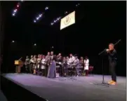  ?? RICHARD PAYERCHIN — THE MORNING JOURNAL ?? Lorain High School student Pablo Oquendo II performs at the Lorain County Alliance of Black School Educators’ 35th Academic Achievemen­t Award Program.