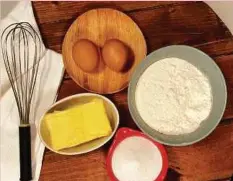  ??  ?? All you need is four basic ingredient­s — sugar, flour, egg yolks and butter.