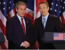  ?? Photograph: Stefan Rousseau/PA ?? US president George W Bush and prime minister Tony Blair during a press conference at Hillsborou­gh Castle in Northern Ireland in 2003.