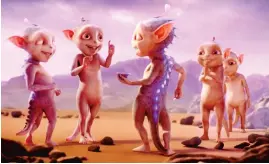  ??  ?? The lovable Martians dance their way to glory in a still from a Cadbury commercial (above) in India. Lickables, promoted by the animated characters, is available online as well as offline