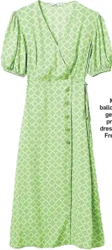  ?? ?? Mango balloon sleeve geometric print midi dress, £49.99, Freemans.