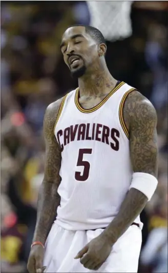  ?? TONY DEJAK — THE ASSOCIATED PRESS ?? J.R. Smith reacts against the Celtics during the second half of Game 3 of the Eastern Conference finals May 21 in Cleveland. The Celtics won, 111‑108.