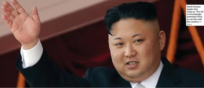  ?? AP Photo ?? North Korean leader Kim Jong-un. The US is increasing­ly pressing China to cut ties with the country