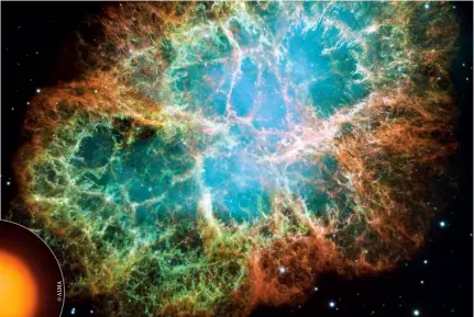  ??  ?? Above: Ancient Chinese manuscript­s describe the supernova that formed the Crab Nebula as a ‘guest star’