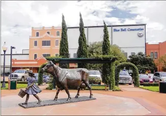  ?? CONTRIBUTE­D BY HELEN ANDERS ?? Blue Bell Creameries’ iconic image is displayed at the firm’s headquarte­rs in Brenham. Consumers can now visit the plant’s observatio­n deck for free and see how products are made.