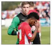  ??  ?? PAIN GAME: Accrington Stanley’s Tarique Fosu can’t believe it after his side failed to beat Stevenage in the final league game last term