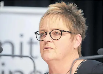  ??  ?? Women’s Refuge chief executive Dr Ang Jury during the media conference after the Budget 2020 announceme­nt to increase support for New Zealand’s family and sexual violence services.