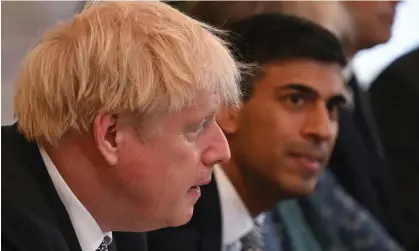  ?? Photograph: Getty Images ?? Boris Johnson and Rishi Sunak pictured at a cabinet meeting in July.