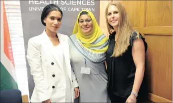  ??  ?? Doctors Maryam Fish, Gasnat Shaboodien and Sarah Kraus – the three women behind the breakthrou­gh discovery of the CDH2 gene, which is responsibl­e for sudden deaths in young people.